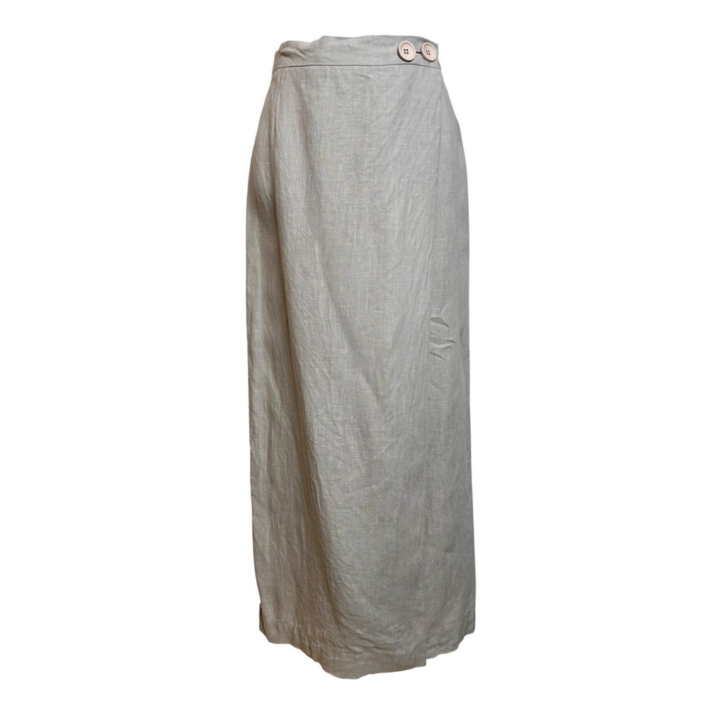 Sleeper Light Gray Linen Maxi Skirt S Quiet Luxury Minimalist Wrap Look - Picture 3 of 9